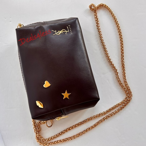 YSL Crossbody - Cosmetic Bag to Purse Beaded Logo Charm Designer Clutch New - Picture 8 of 11